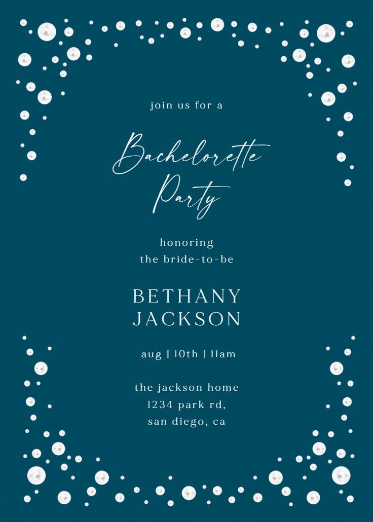 Pearls frame - bachelorette party invitation